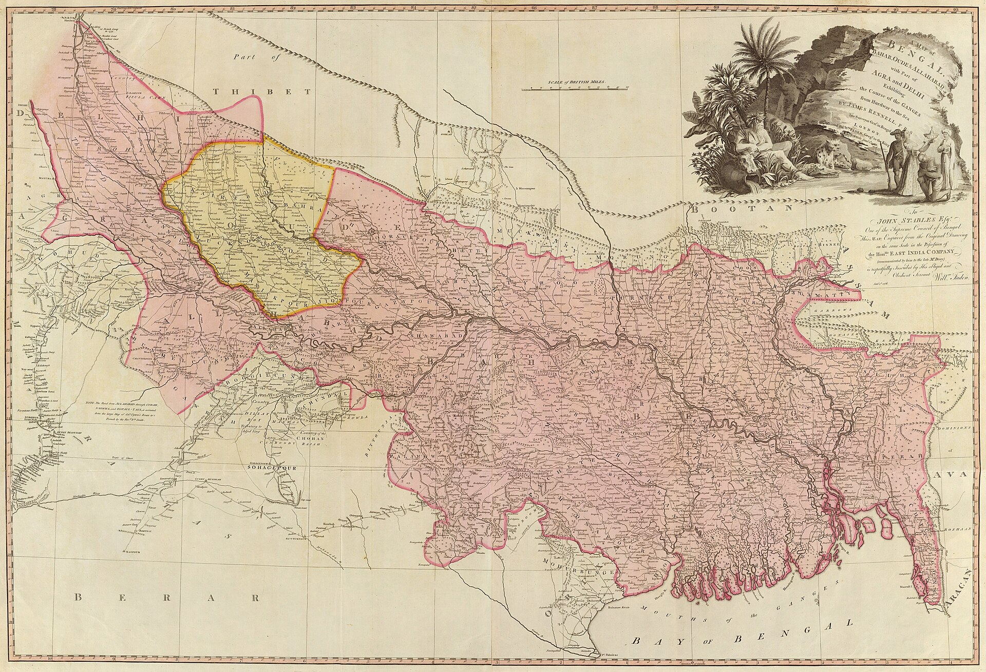 Bengal, Bahar, Oude & Allahabad — James Rennell / William Faden, 1786