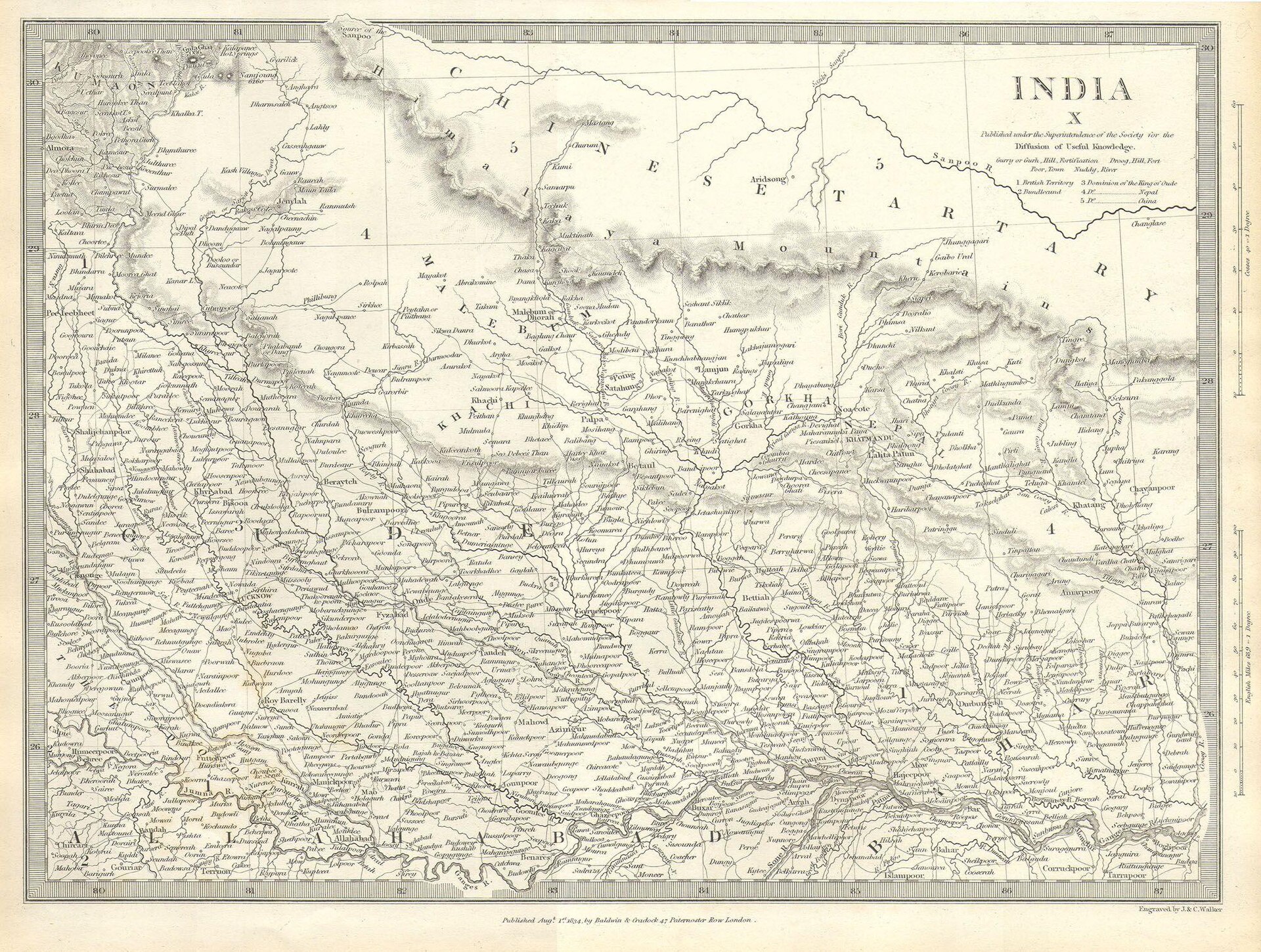 North India, Nepal & Allahabad — S.D.U.K., 1834