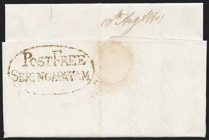 10 August 1801 Seringapatam HG 4 pre stamp cover — COV-68