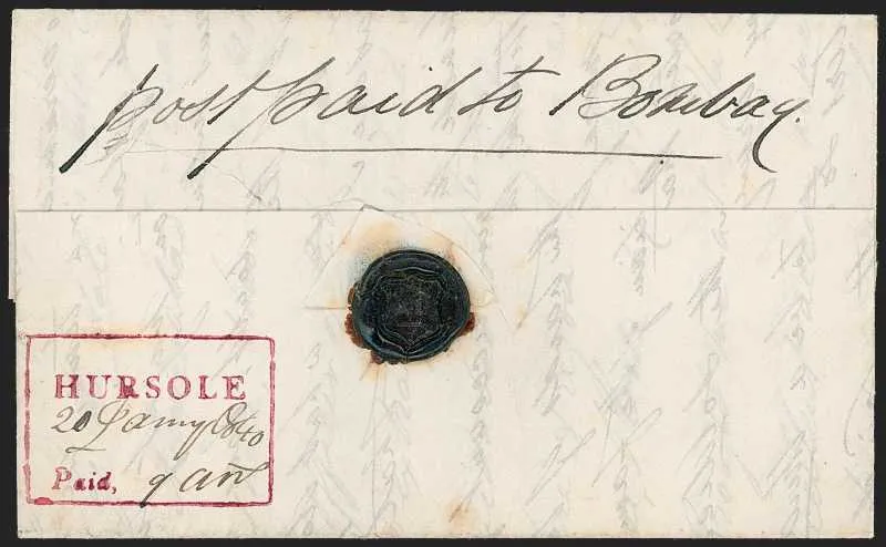 20 January 1840 Hursole HG 1 pre stamp cover — COV-89