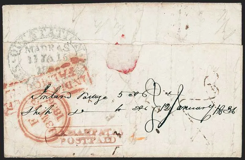 12 January 1836 Ramahpatam HG 2 pre stamp cover — COV-111