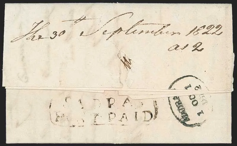30 September 1822 Sadrass HG 1 pre stamp cover — COV-112
