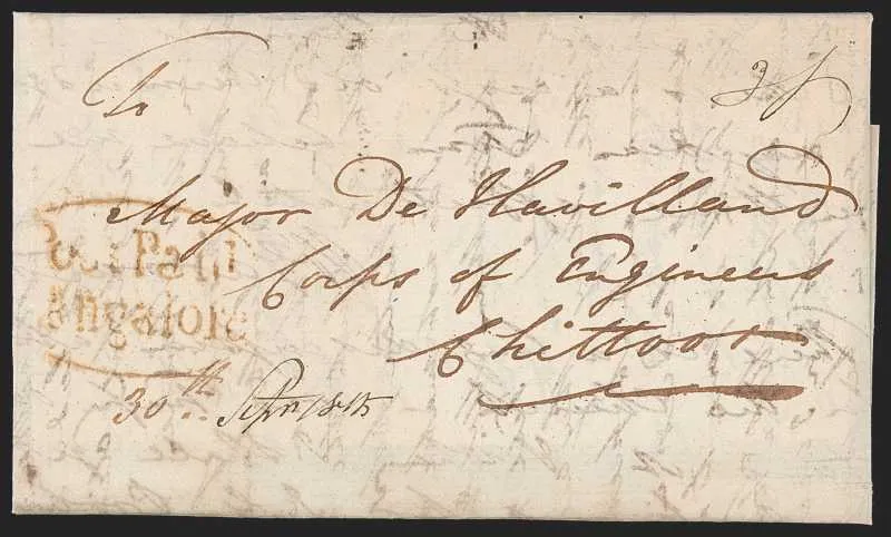 30 September 1815 Bangalore HG 2 pre stamp cover — COV-201