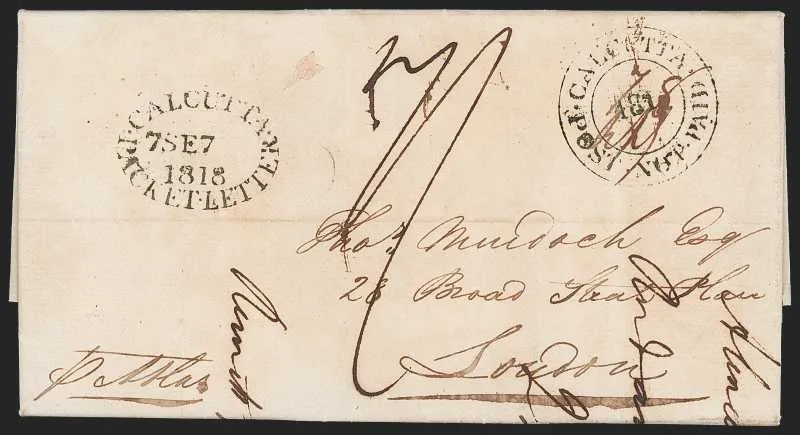 1818 Calcutta SD6 pre stamp cover — COV-219