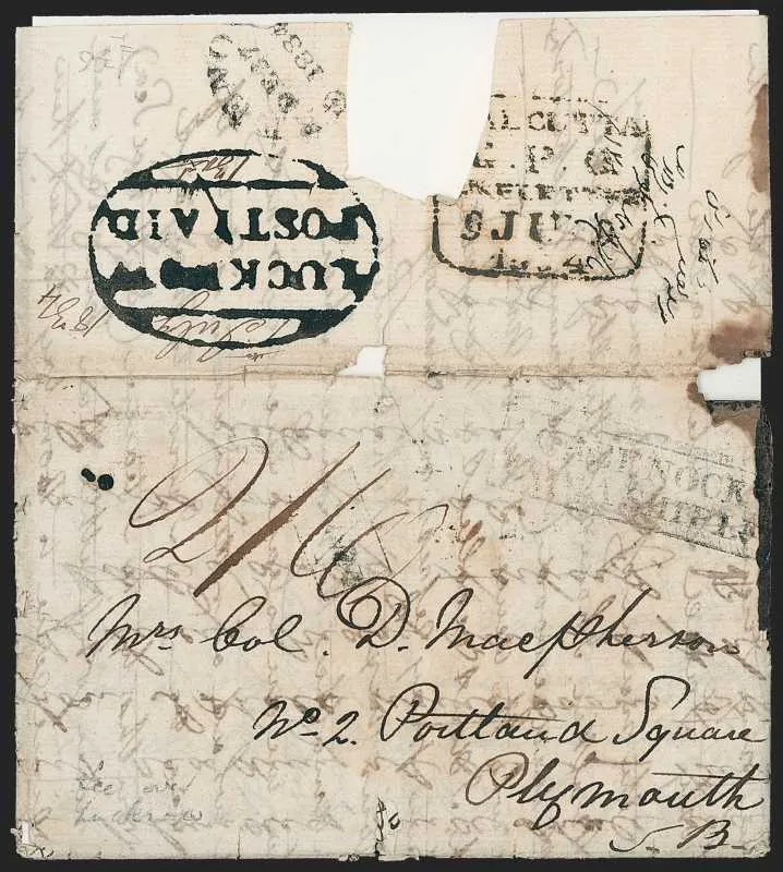 1 July 1834 Lucknow HG 1 pre stamp cover — COV-264