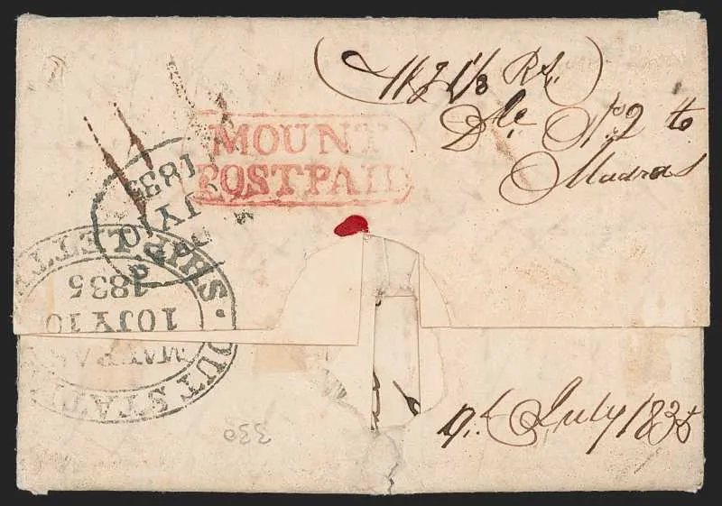 9 July 1835 Mount HG 4 pre stamp cover — COV-283