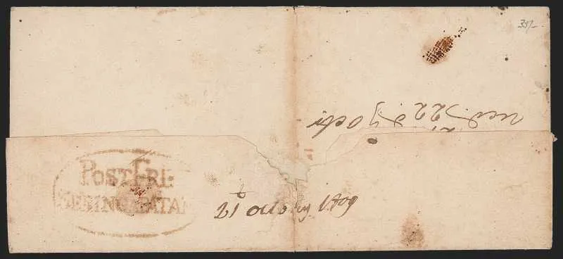 21 October 1809 Seringapatam HG 4 pre stamp cover — COV-316