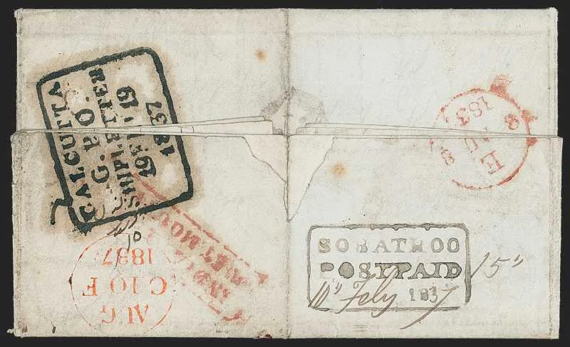 10 February 1837 Sobathoo HG 1 pre stamp cover — COV-321