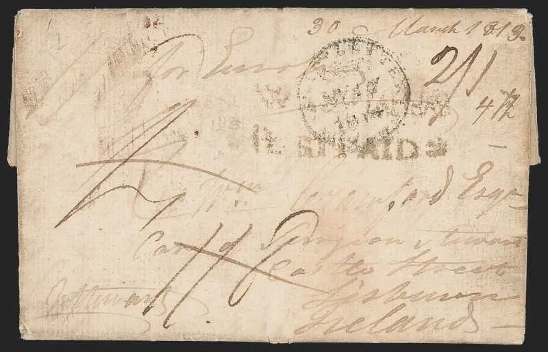 30 March 1813 Wallajahabad HG 1 pre stamp cover — COV-332