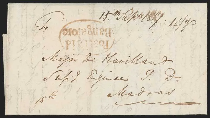 15 September 1817 Bangalore HG 2 pre stamp cover — COV-354
