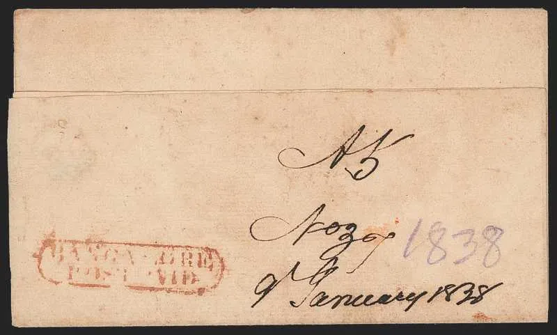9 January 1838 Bangalore HG 6 pre stamp cover — COV-355