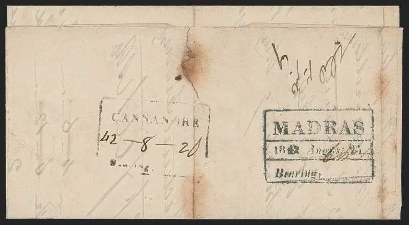 1842 Mysore HG 4 pre stamp cover — COV-387