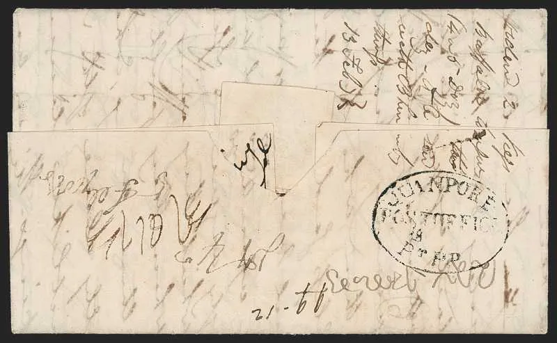 1833 Juanpore HG 1 pre stamp cover — COV-422