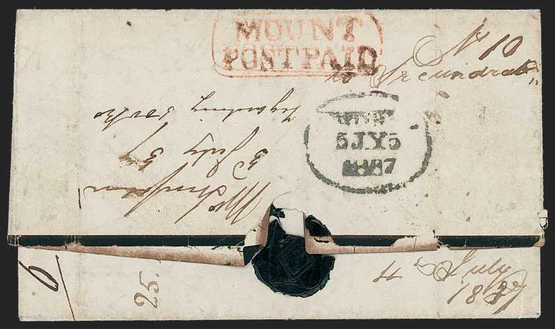 3 July 1837 Mount HG 4 pre stamp cover — COV-439