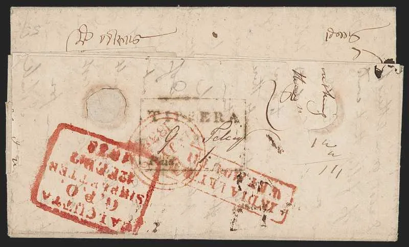 1838 Tipperah HG 4 pre stamp cover — COV-447
