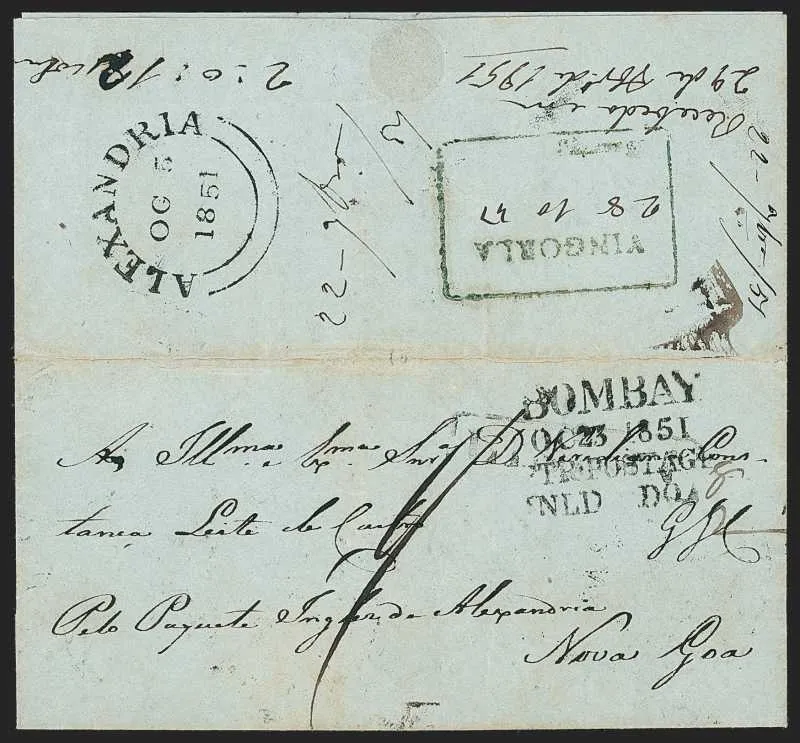 1851 Vingoria FP 1 pre stamp cover — COV-455
