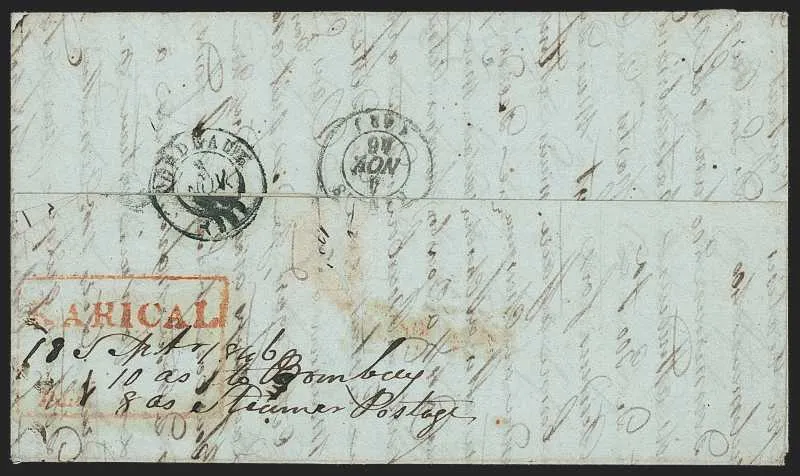 18 September 1846 Karical HG 1 pre stamp cover — COV-464