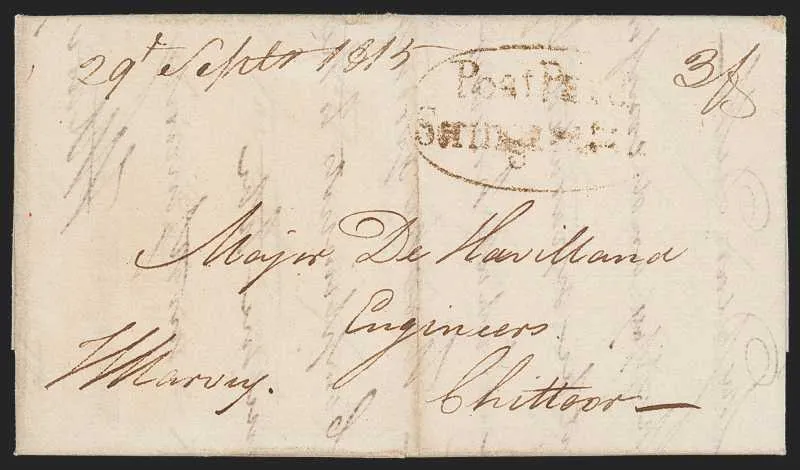 28 September 1815 Seringapatam HG 3 pre stamp cover — COV-500