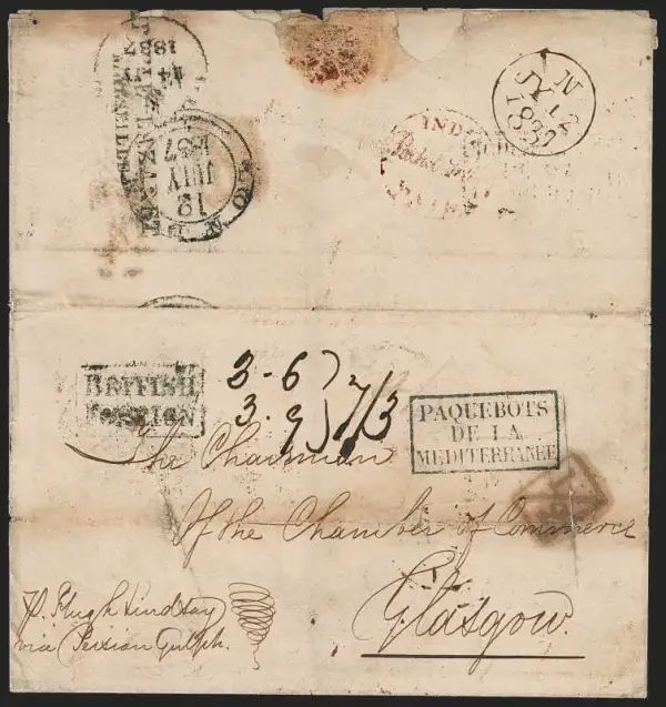 Bombay SD3 pre-1854 cover, Robert A. Siegel Auction Galleries lot 10027