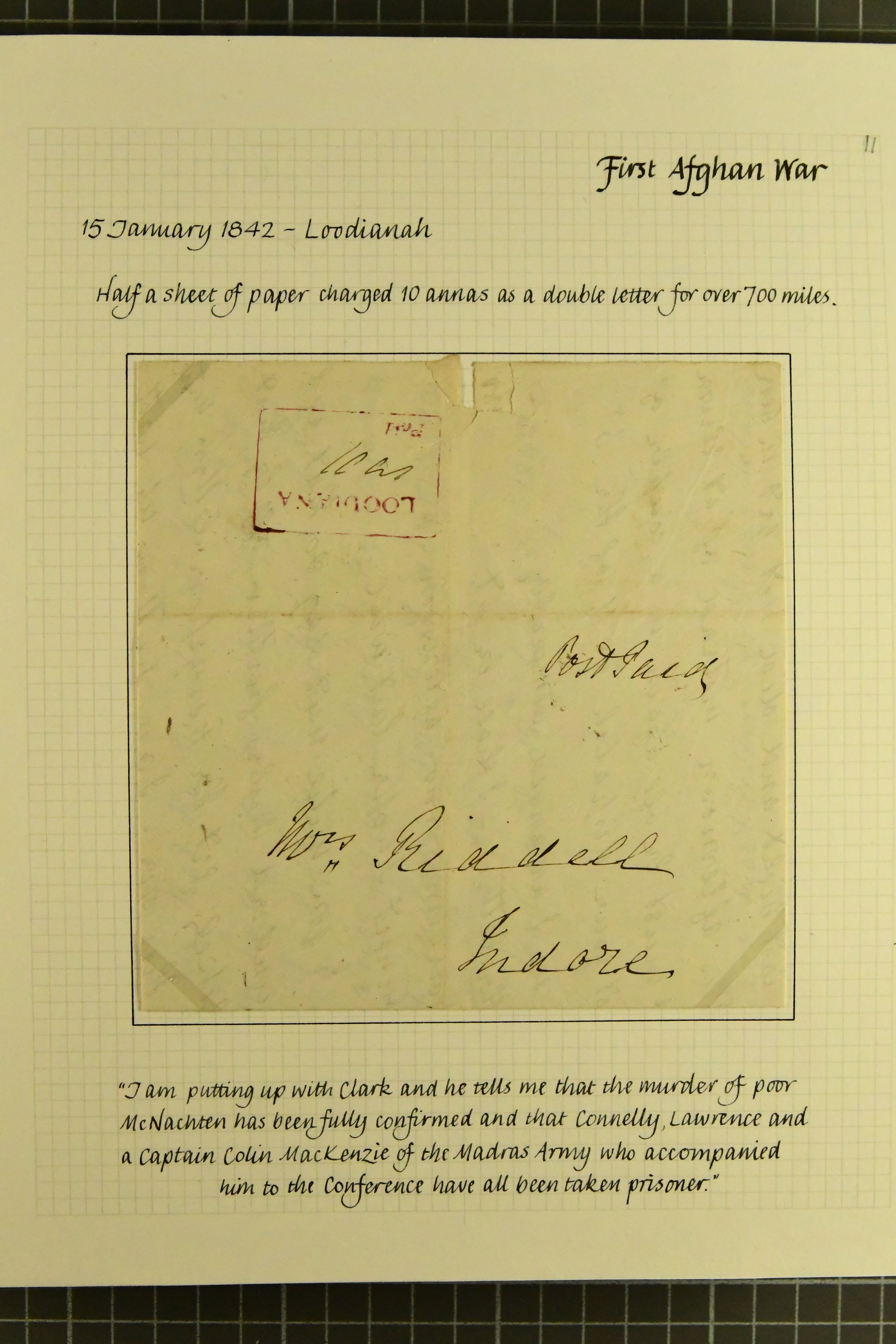 Pre-stamp cover of India — Lodianah HG 3, COV-5058, 15 January 1842