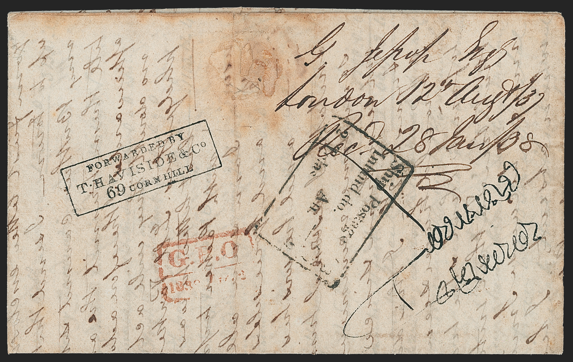 Pre-stamp cover of India — Calcutta SR43, COV-5276, 1837