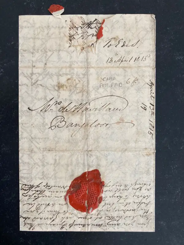 Pre-stamp cover of India — Camp HG 2, COV-5212, 13 April 1815