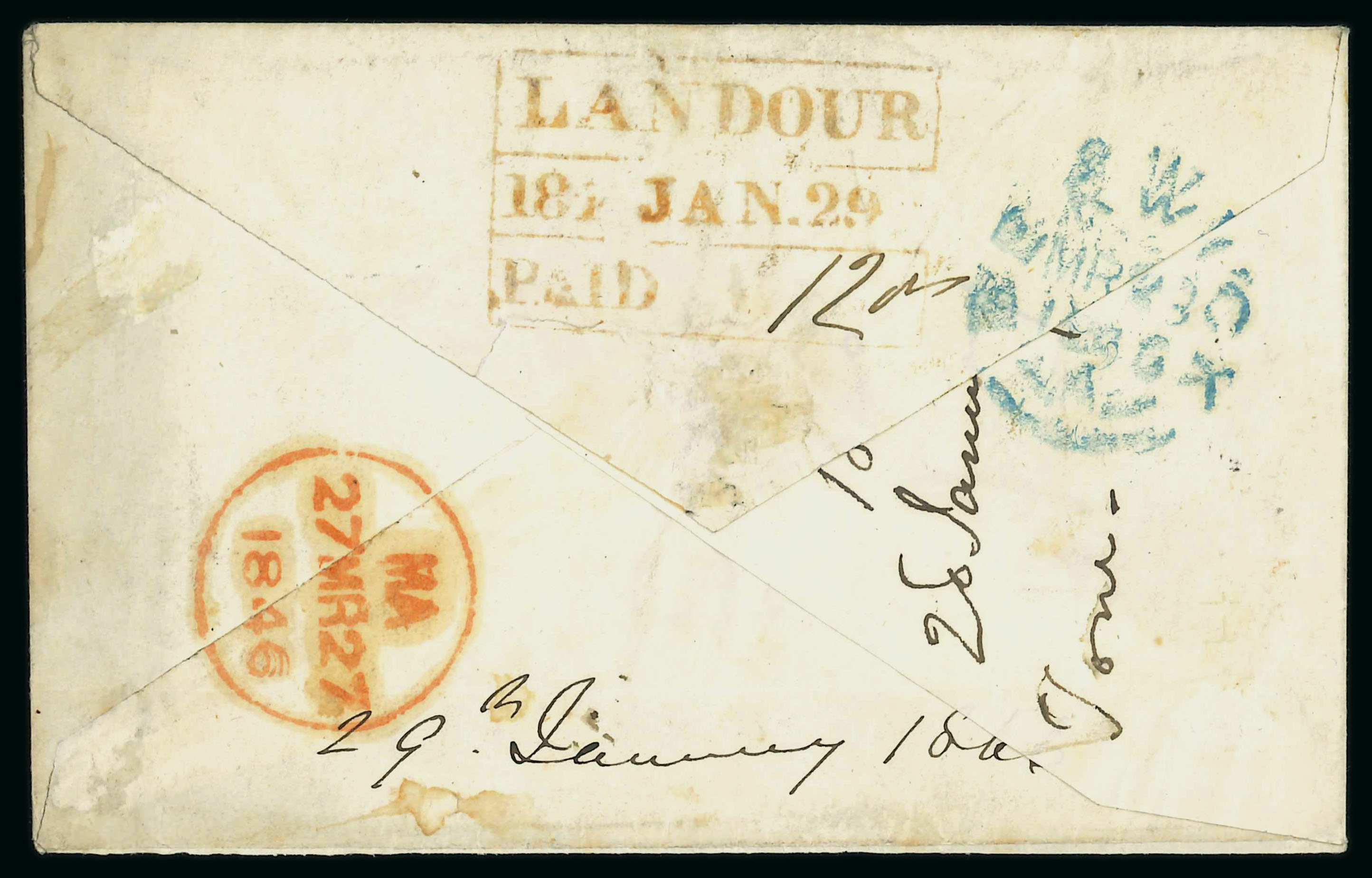 Pre-stamp cover of India — Landour HG 4, COV-4955, 1846