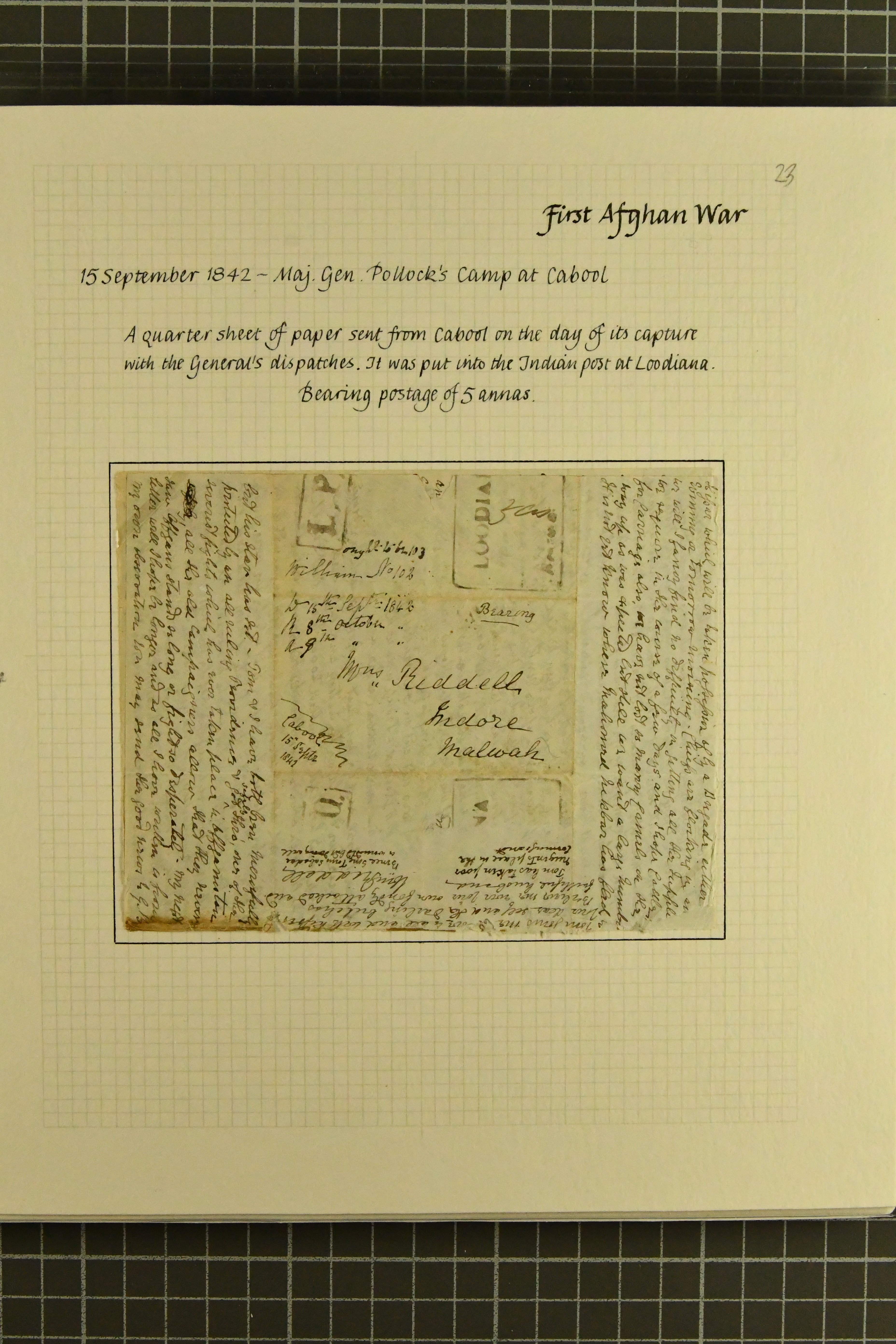 Pre-stamp cover of India — Lodianah HG 9, COV-5091, 15 September 1842