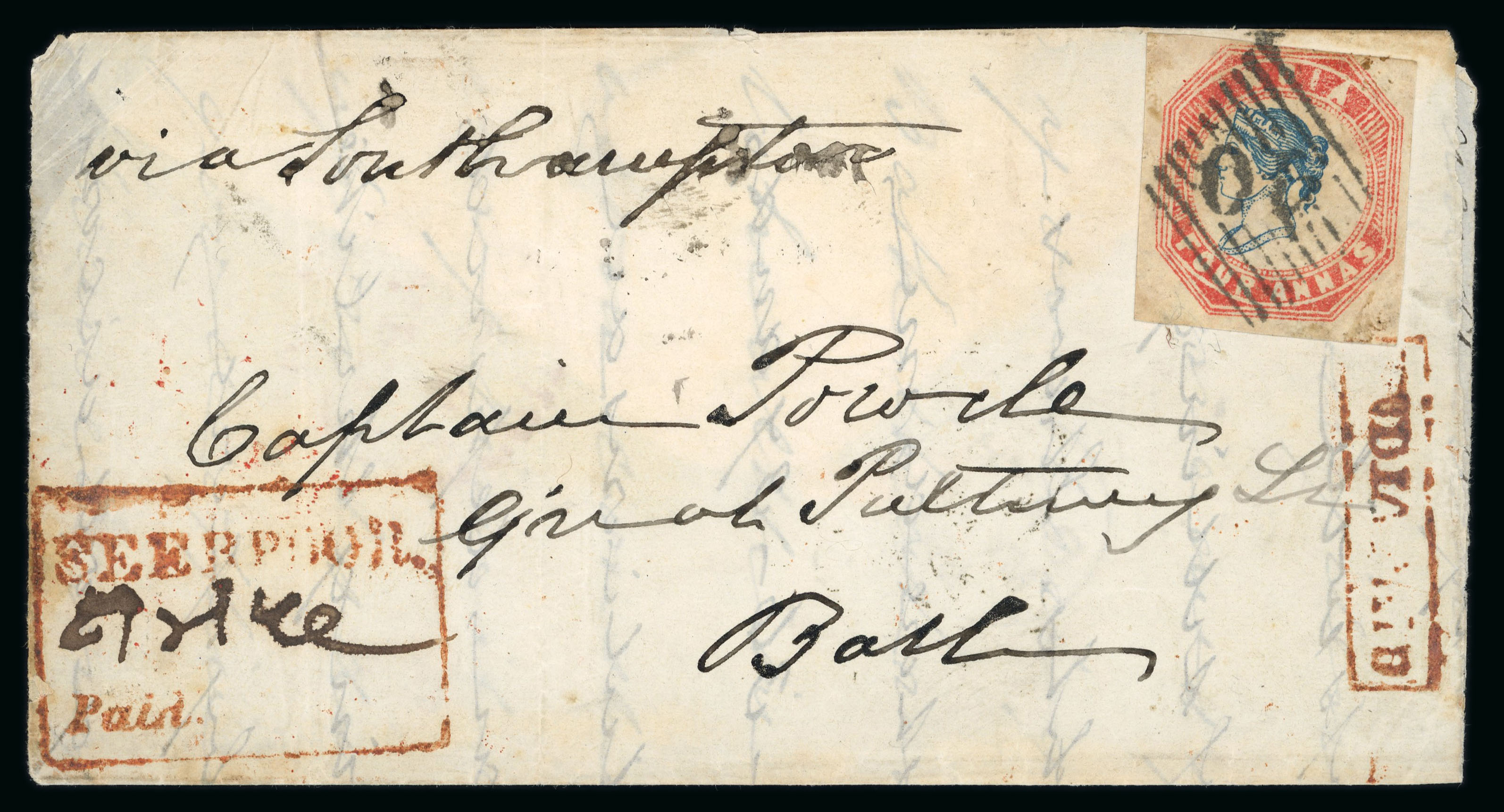 Seerpore HG 2 pre-1854 cover, David Feldman lot 80585