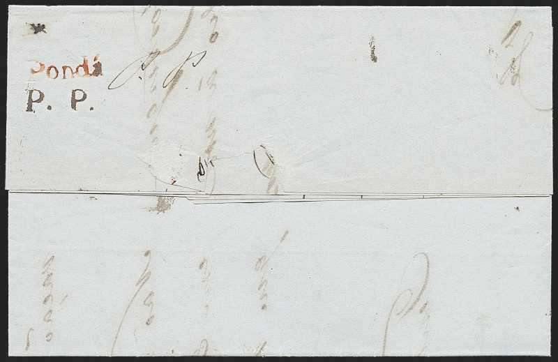 Ponda FP 1 pre-1854 cover, Robert A. Siegel Auction Galleries lot 288