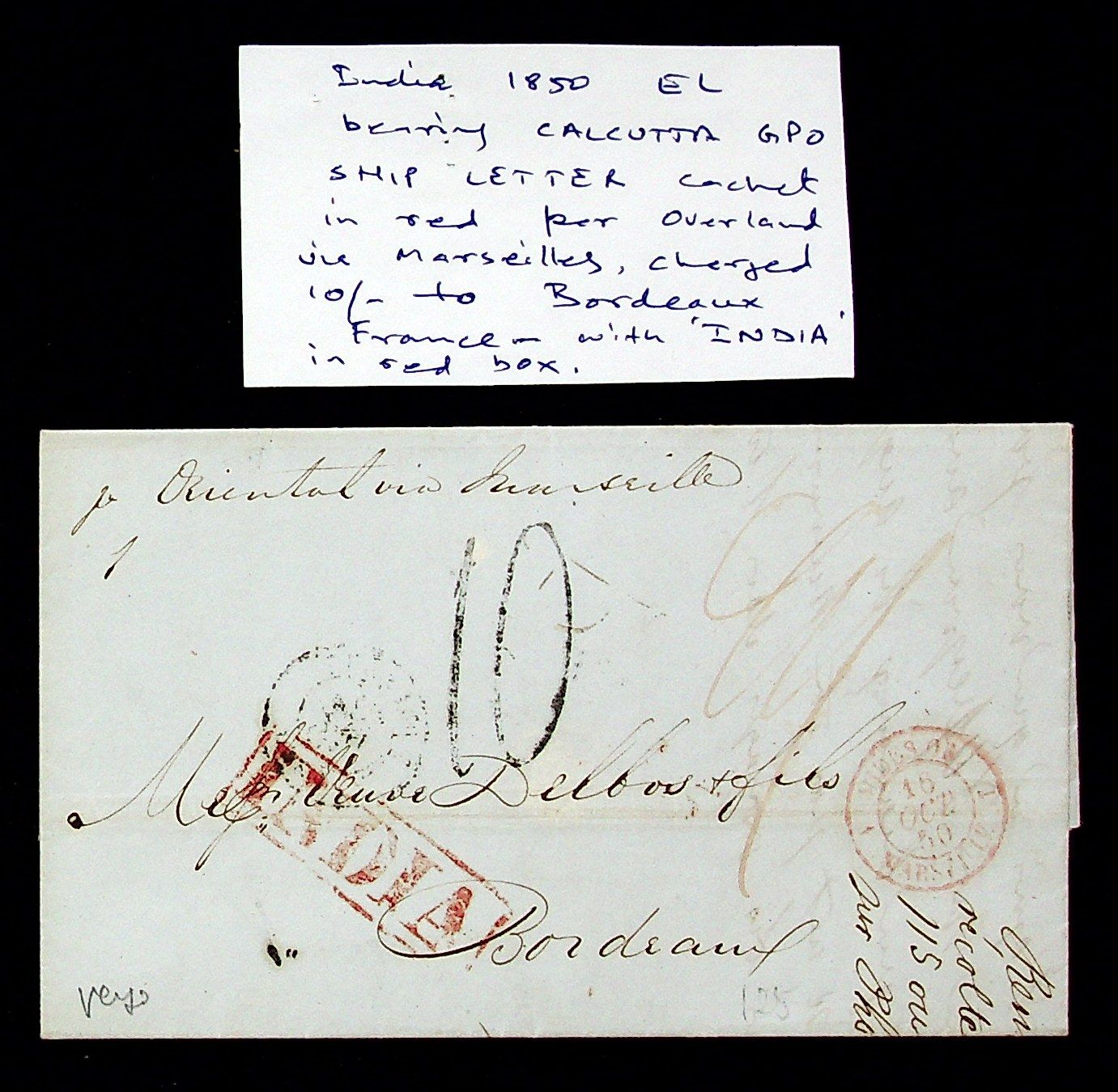Calcutta SD17 pre-1854 cover, Sephils lot 0101