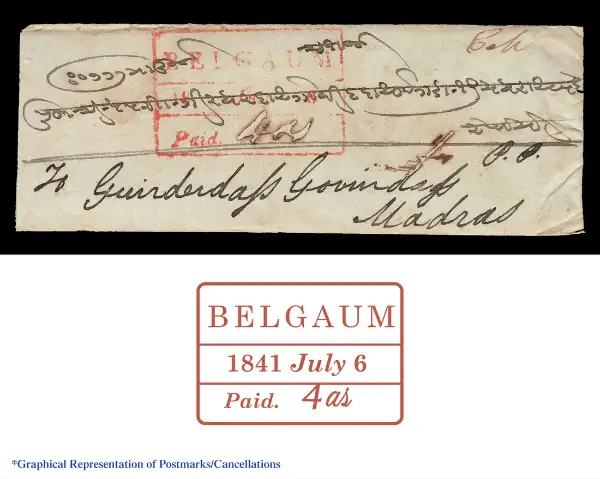 Belgaum HG 3 pre-1854 cover, marudhararts