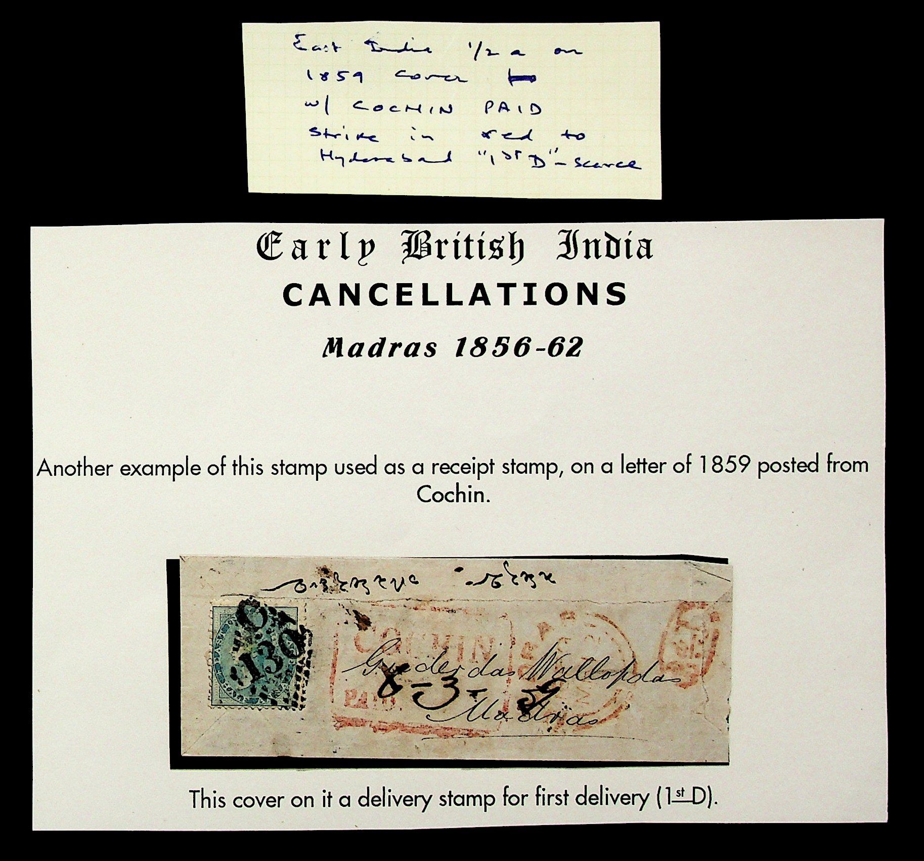 Cochin HG 2 pre-1854 cover, Sephils lot 0025