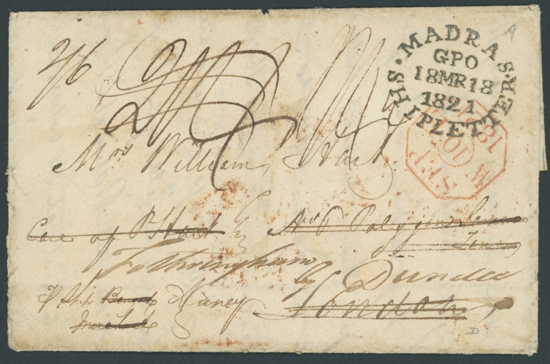 Madras SD8 pre-1854 cover, Spink lot 5158