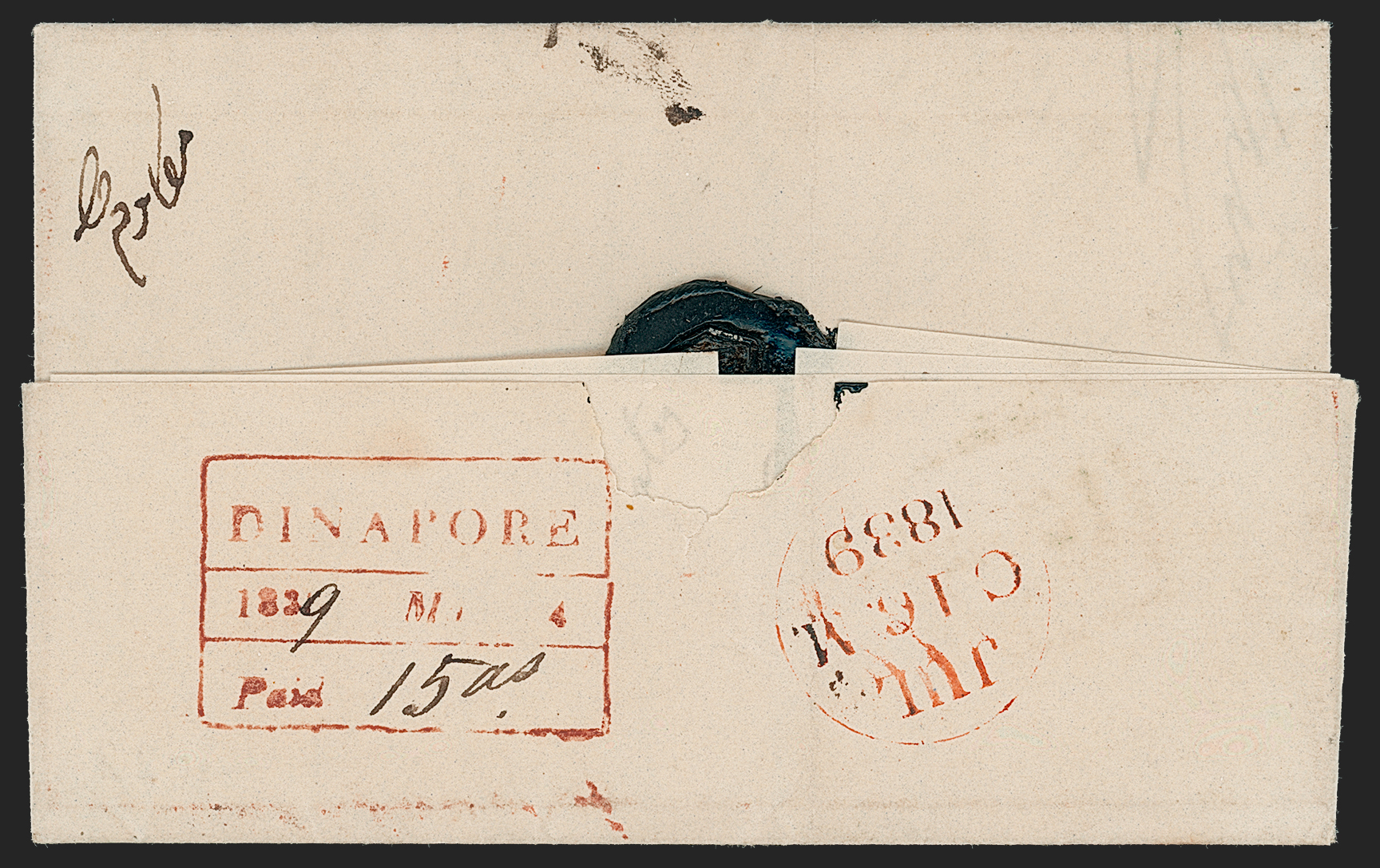 Pre-stamp cover of India — Dinapore HG 4, COV-5289, 4 May 1839