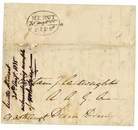Pre-stamp cover of India — Merut HG 3, COV-4483, 1835