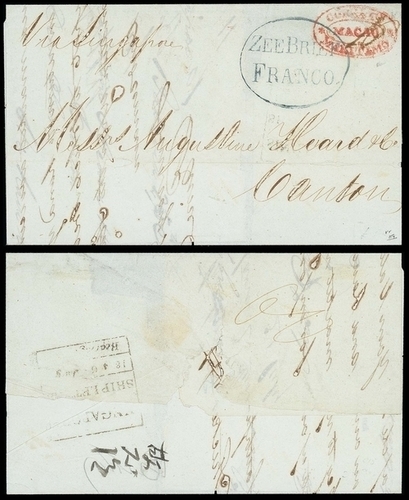 Singapore FP 8 pre-1854 cover, Spink lot 2517