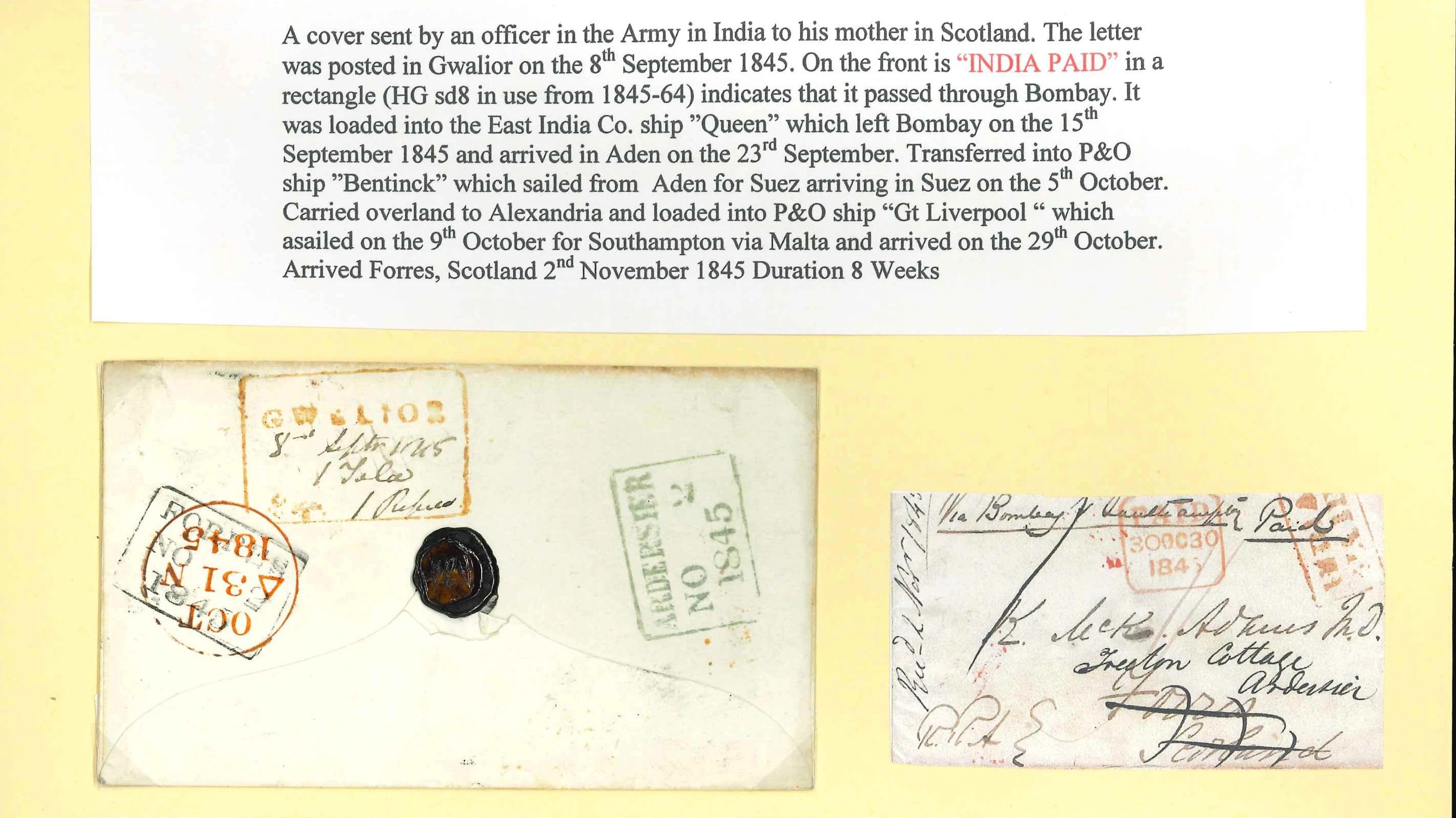 Pre-stamp cover of India — Gwalior HG 7, COV-4983, 1845