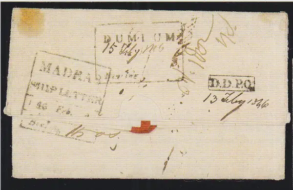 Madras SR3 pre-1854 cover, Spink lot 81