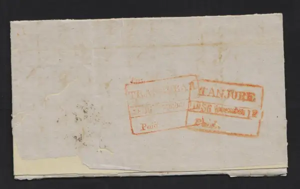 Pre-stamp cover of India — Tanjore HG 5, COV-4545, 12 November 1856