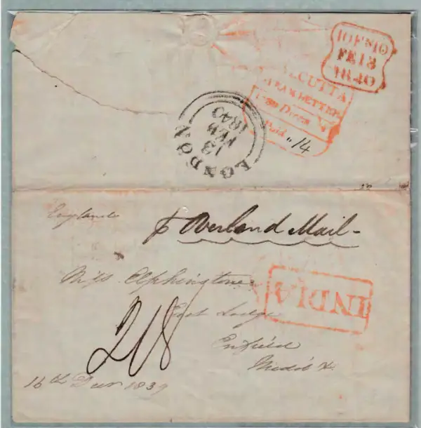 Pre-stamp cover of India — Calcutta SD12, COV-4586, 1 December 1839