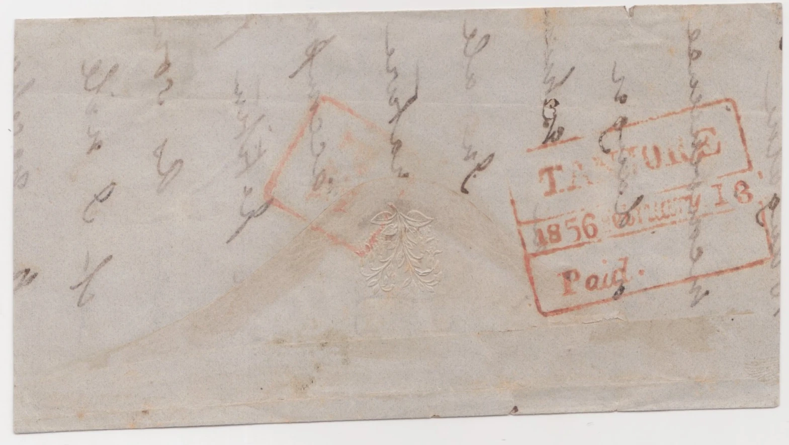 Pre-stamp cover of India — Tanjore HG 7, COV-4474, 13 January 1856