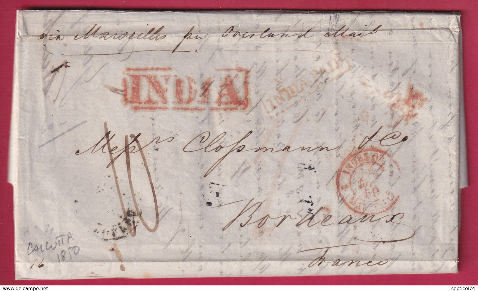 Calcutta SD13 pre-1854 cover, Delcampe lot 1574008672