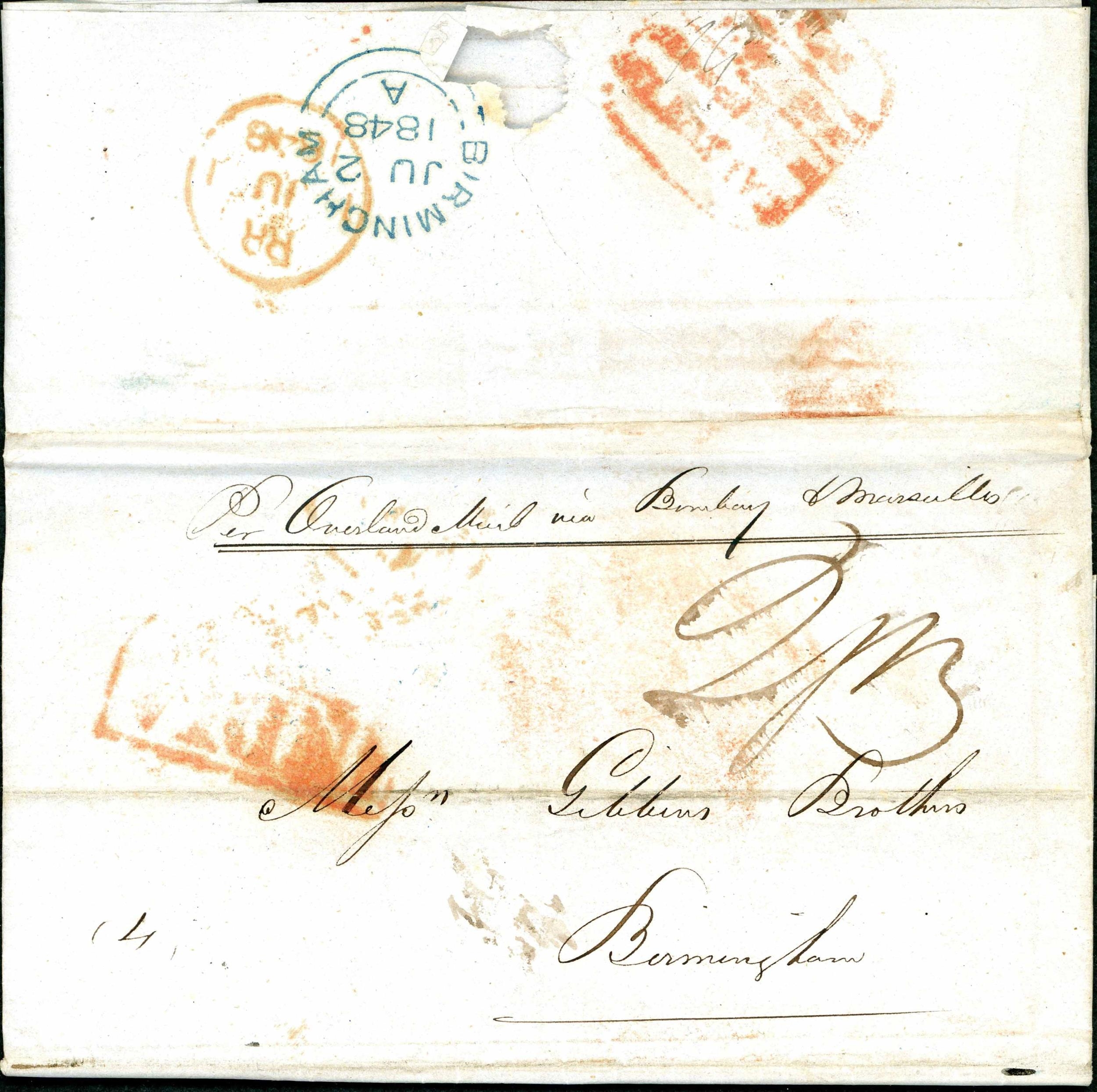 Pre-stamp cover of India — Calcutta SD17, COV-4895, 1848