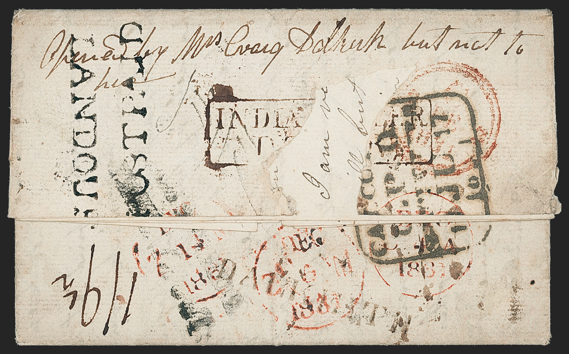 Pre-stamp cover of India — Landour HG 1, COV-5294, 27 May 1831