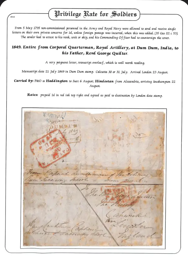 Pre-stamp cover of India — DumDum HG 4, COV-4835, 1849