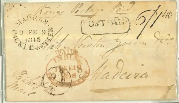 Madras SD4 pre-1854 cover, Spink lot 134