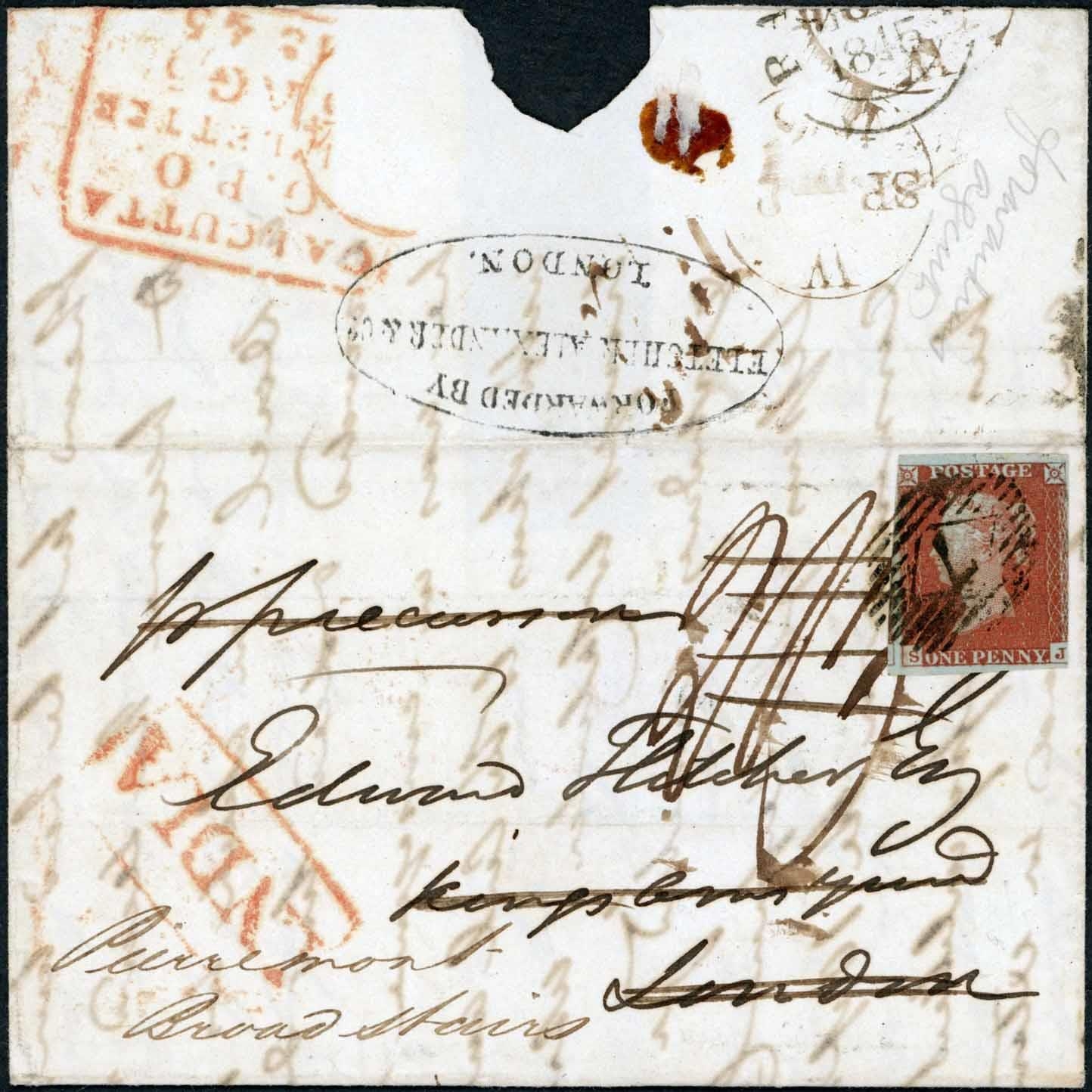 Pre-stamp cover of India — Calcutta SD16, COV-4872, 1845