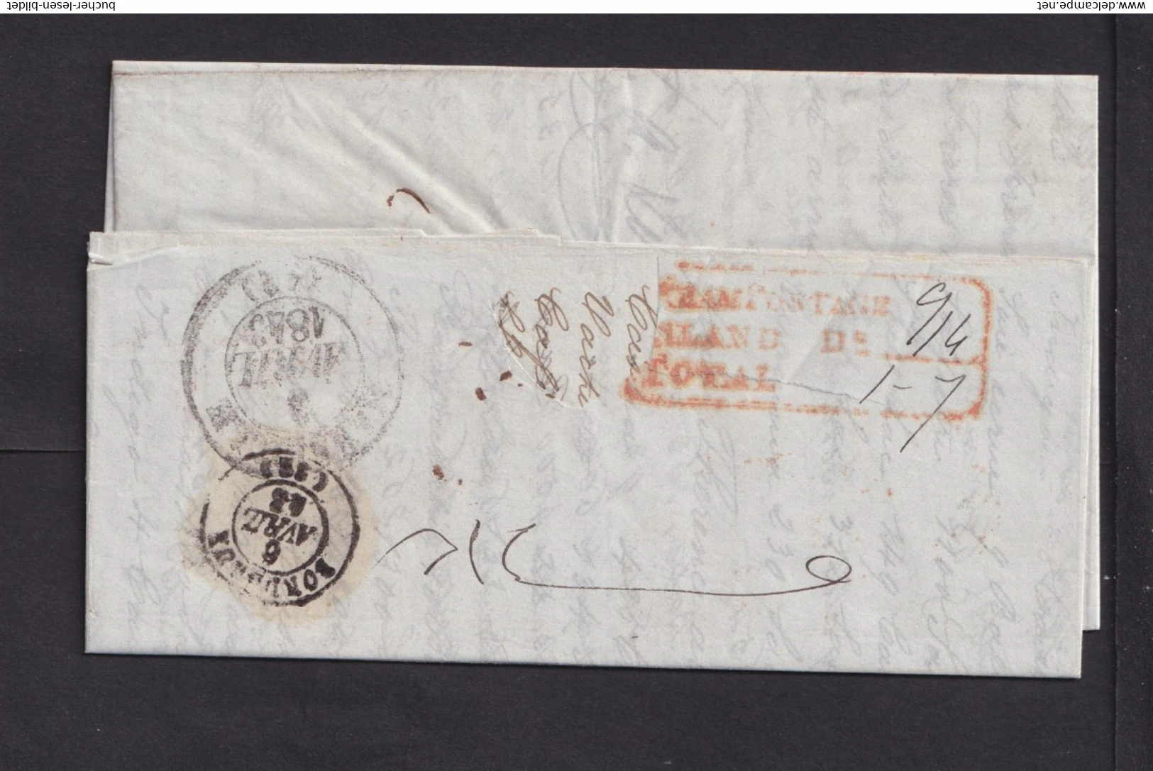 Pre-stamp cover of India — Calcutta SD13, COV-4733, 1843