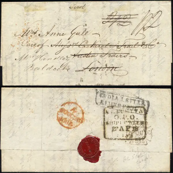 Calcutta SD10 pre-1854 cover, India Study Circle